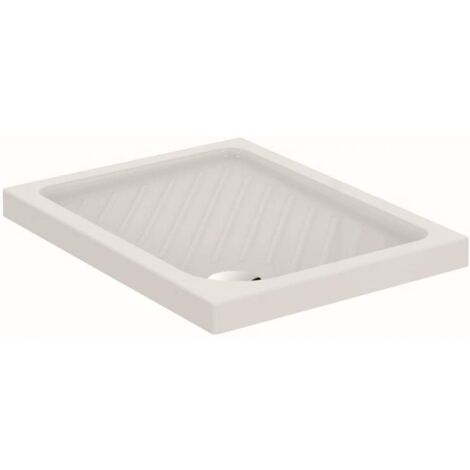 CAESAROO Plato de ducha 100x80 cm de cerámica blanco brillante serie Atlanta Blanco