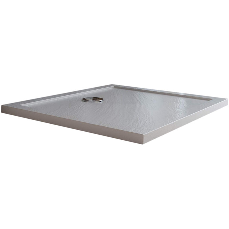 

Plato de ducha bordeado efecto piedra blanco de acrílico mod. Flower 90x120x4 cm rectangular