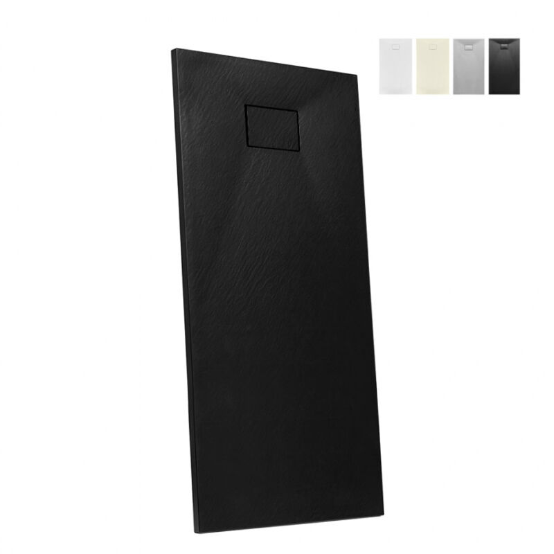 

Plato de ducha a ras de suelo de resina rectangular 170x70 Stone | Color: Negro