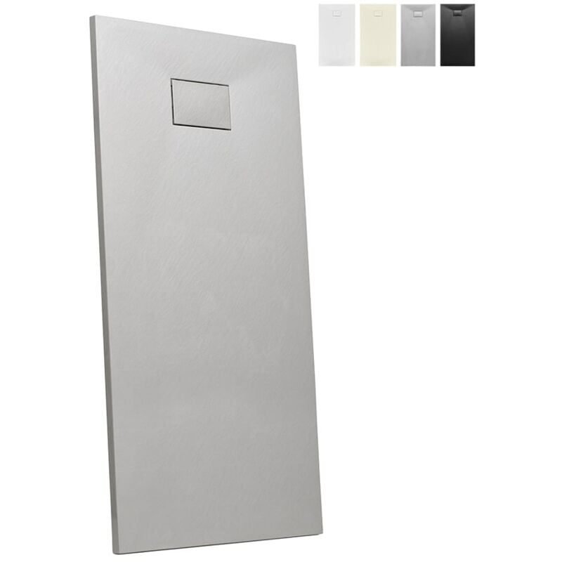 

Plato de ducha a ras de suelo de resina rectangular 170x70 Stone | Gris