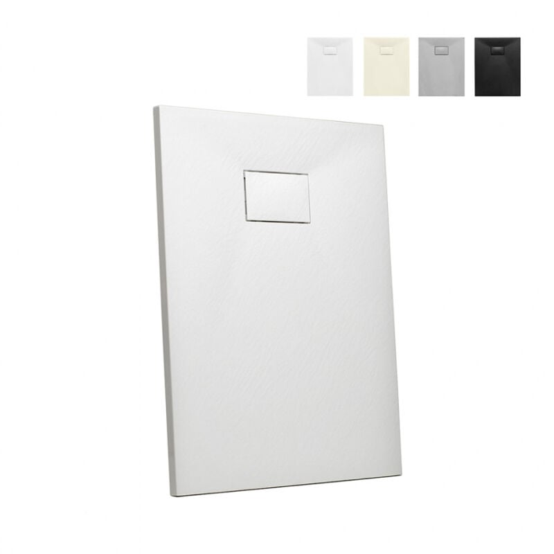 

Plato de ducha a ras de suelo rectangular de resina 100x70 Stone | Color: Blanco