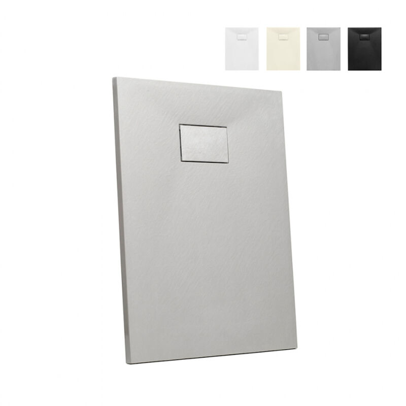 

Plato de ducha a ras de suelo rectangular de resina 100x70 Stone | Color: Gris
