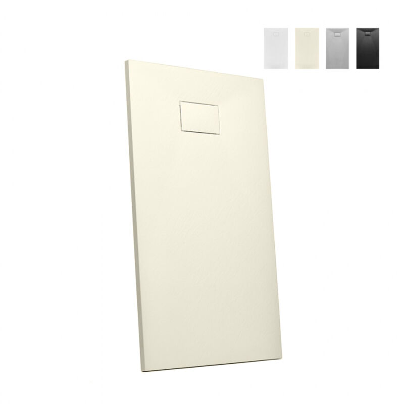 

Plato de ducha a ras de suelo rectangular de resina 120x80 Stone | Color: Beige