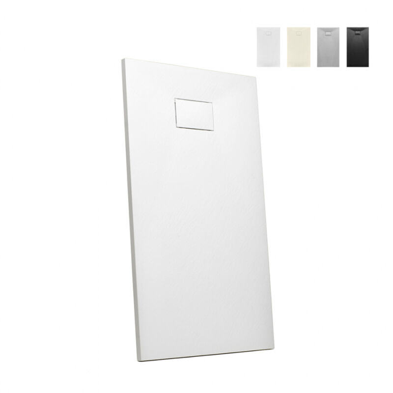 

Plato de ducha a ras de suelo rectangular de resina 120x80 Stone | Color: Blanco