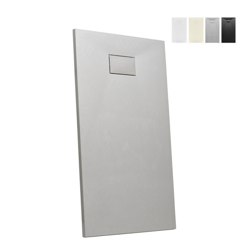 

Plato de ducha a ras de suelo rectangular de resina 160x90 Stone | Color: Gris