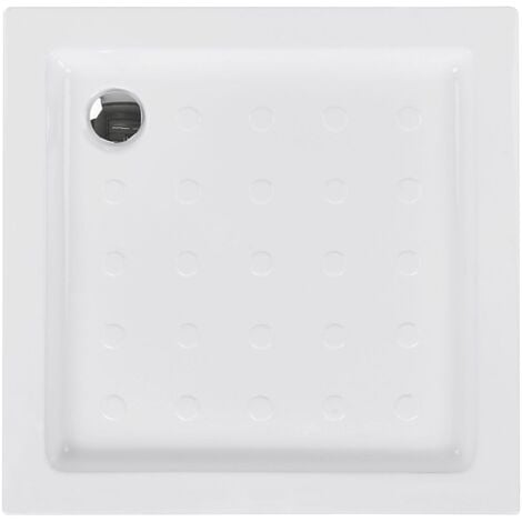 BELIANI Plato de ducha con desagüe acrílico blanco con material sintético 80 x 80 x 7 cm minimalista antideslizante Esteli