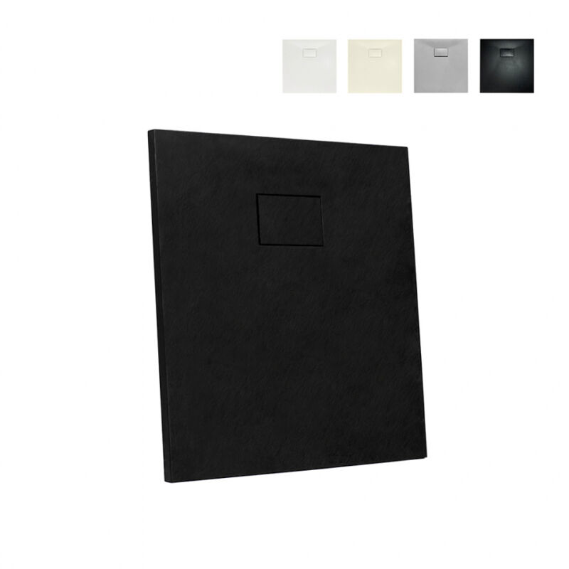 

Plato de ducha cuadrado 80x80 a ras de suelo en resina baño moderno Stone | Color: Negro