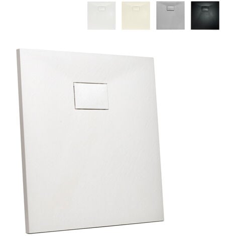 ARATI BATH & SHOWER Plato de ducha cuadrado 80x80 a ras de suelo en resina Stone Color: Blanco