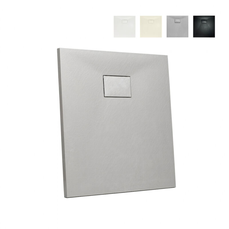 

Plato de ducha cuadrado 90x90 a ras de suelo en resina baño moderno Stone | Color: Gris