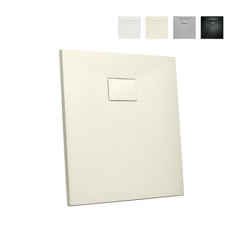 

Plato de ducha cuadrado 90x90 a ras de suelo en resina baño moderno Stone | Beige