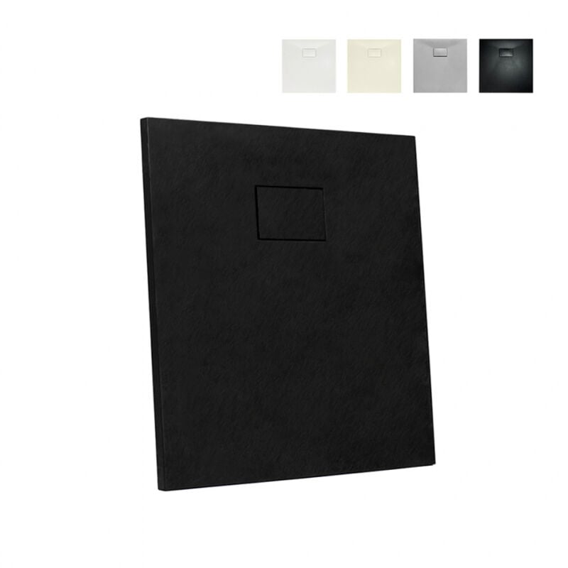 

Plato de ducha cuadrado 90x90 a ras de suelo en resina baño moderno Stone | Color: Negro