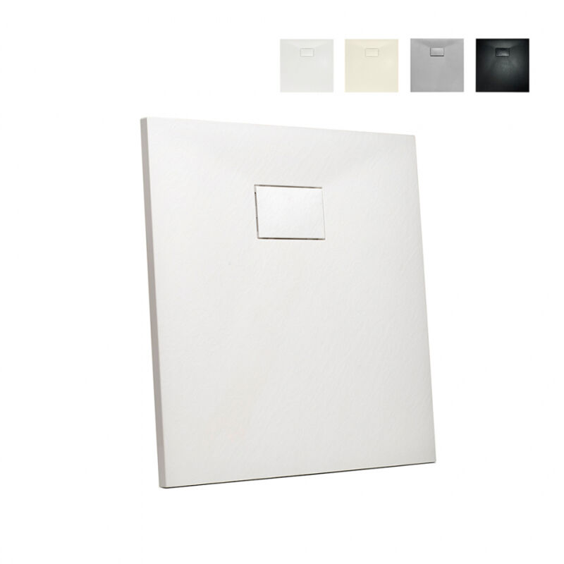 

Plato de ducha cuadrado 90x90 a ras de suelo en resina baño moderno Stone | Color: Blanco