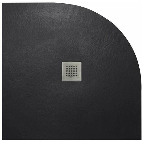 Plato de ducha cuarto de círculo STRATO 90x90 cm - Negro - Resistente y Fácil de instalar - Baño - Ducha