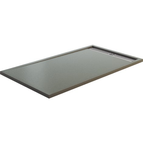 GME Plato de Ducha de 110x80 Modelo STYLE Color Gris Antideslizante Textura Pizarra Grosor 3mm