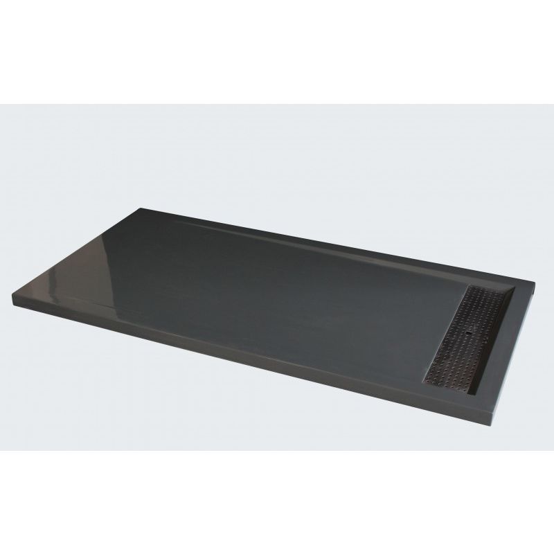 Plato de ducha de resina mineral (Solid Surface) 1480BG gris brillante 140 x 80 x 4,5 cm