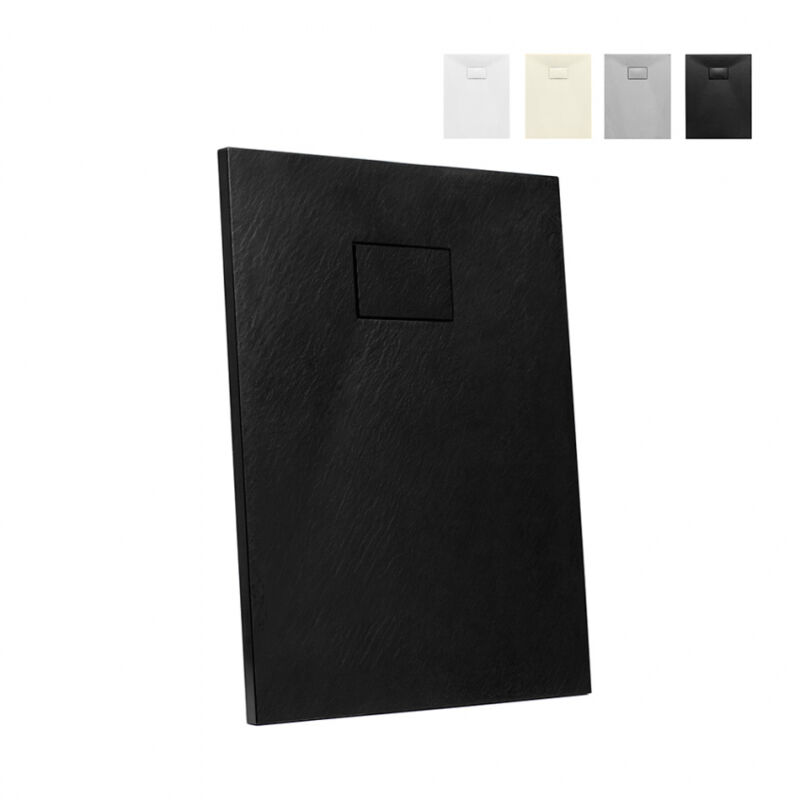 

Plato de ducha de resina a ras de suelo rectangular 100x80 Stone | Negro