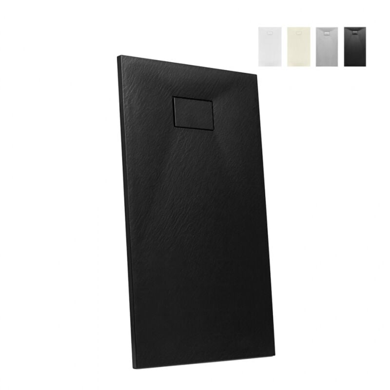 

Plato de ducha de resina a ras de suelo rectangular 140x80 Stone | Color: Negro