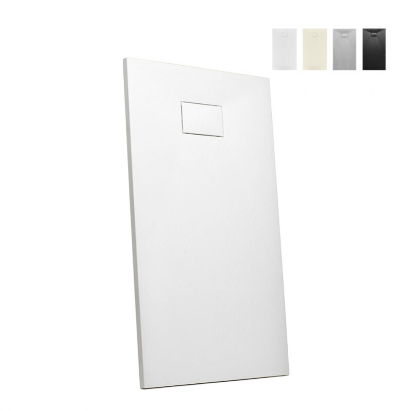 

Plato de ducha de resina a ras del suelo rectangular 140x70 diseño moderno Stone | Color: Blanco