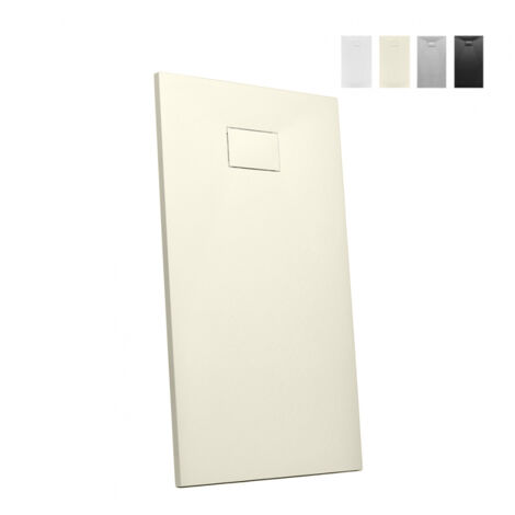ARATI BATH & SHOWER Plato de ducha de resina a ras del suelo rectangular 140x70 diseño moderno Stone Color: Blanco