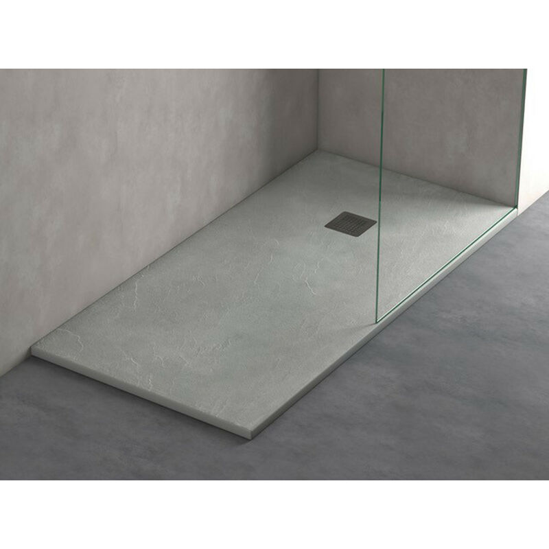 

Plato de Ducha GRIS de Resina Efecto Pizarra Extraplano, Resistente y Alta Durabilidad, Fácil Instalación y Limpieza 80x100