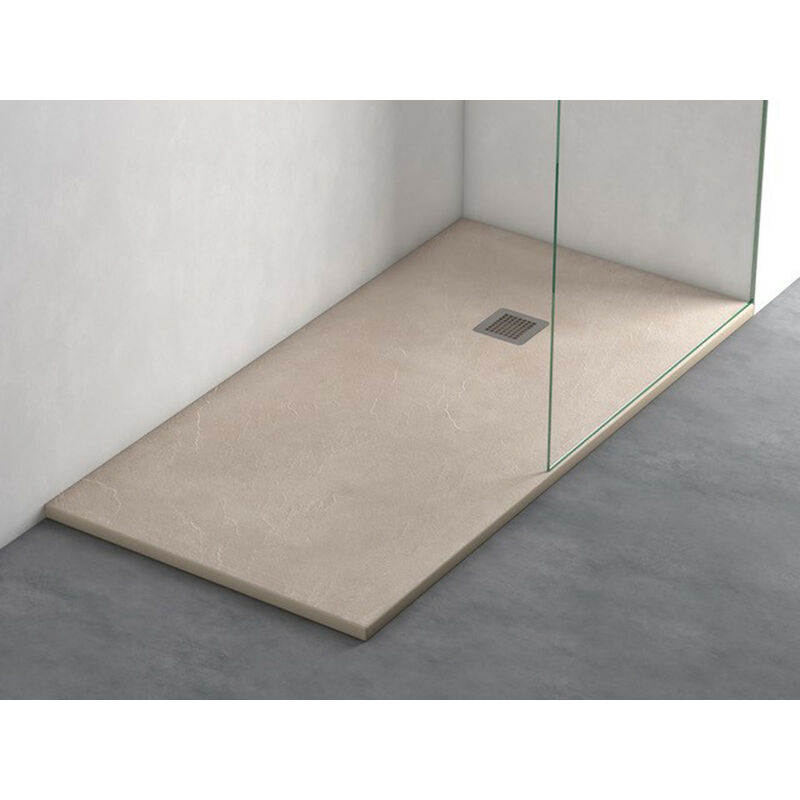 

Plato de Ducha CREMA de Resina Efecto Pizarra Extraplano, Resistente y Alta Durabilidad, Fácil Instalación y Limpieza 80x170