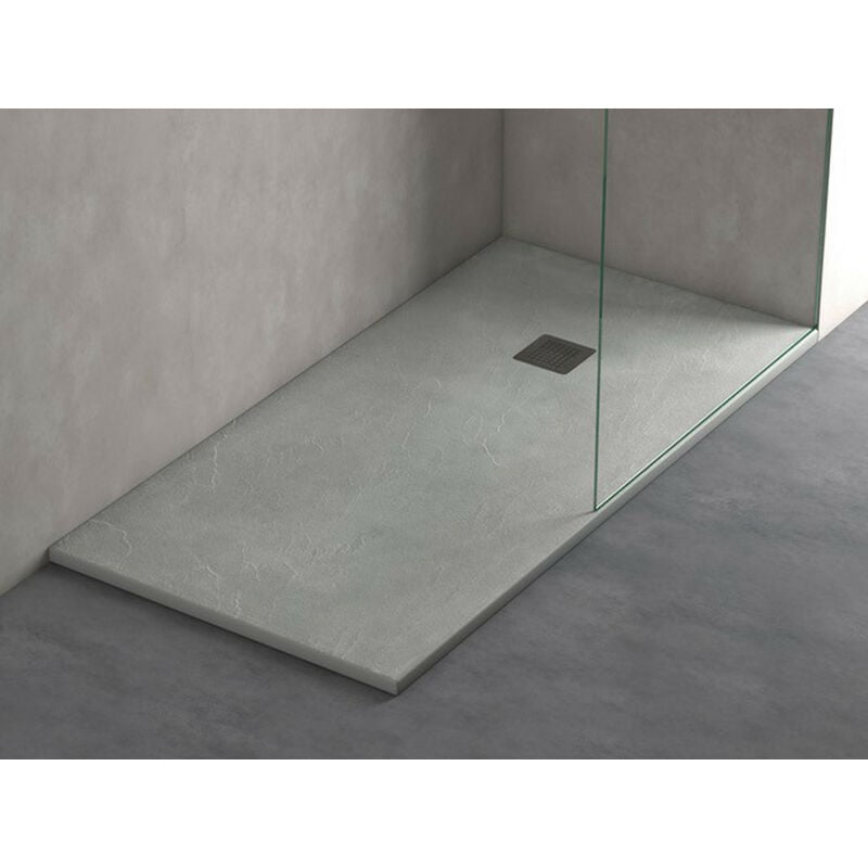 

Plato de Ducha GRIS de Resina Efecto Pizarra Extraplano, Resistente y Alta Durabilidad, Fácil Instalación y Limpieza 80x180