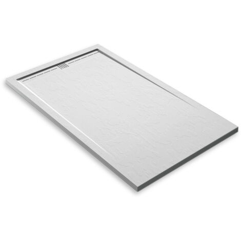 Plato de ducha de resina Flow Blanco ANTIDESLIZANTE (Rejilla a color)- 70x90 cm - Válvula+Rejilla GRATIS