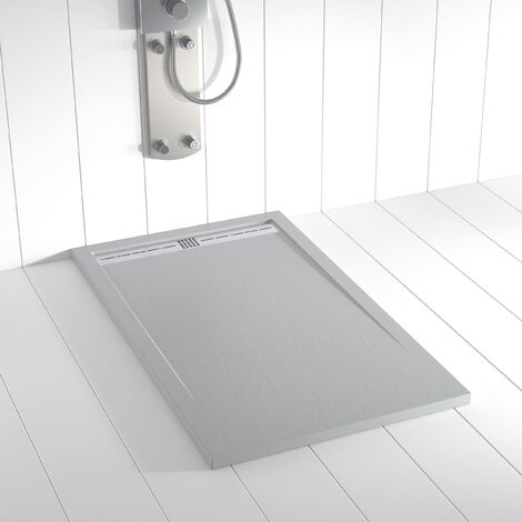 Plato de ducha de resina Flow Gris ANTIDESLIZANTE- 90x90 cm - Válvula+Rejilla GRATIS