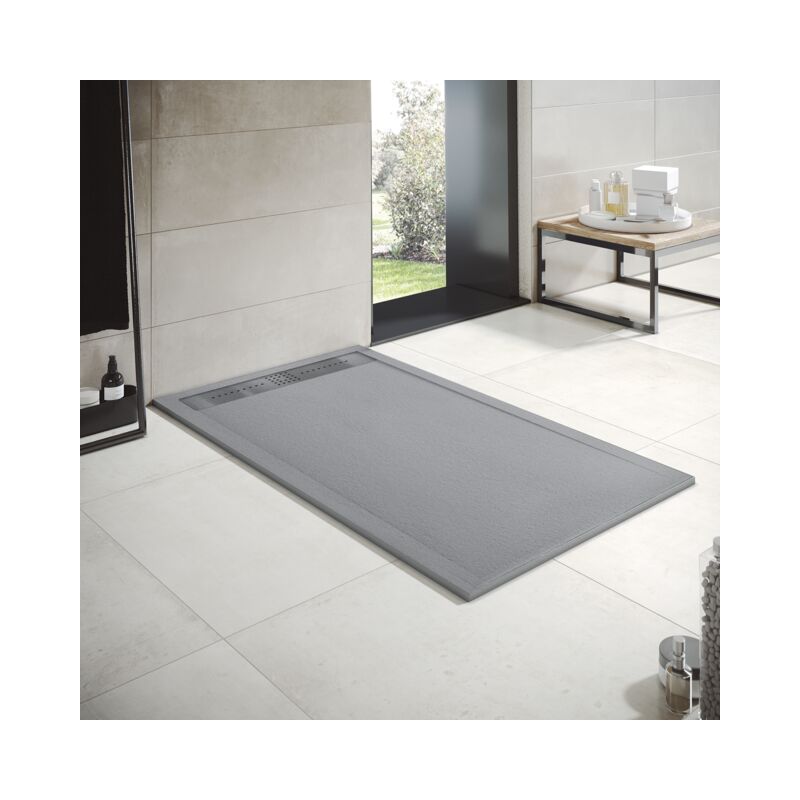 

Plato de Ducha de Resina Mineral - Efecto Mármol Mate - Antideslizante y Antibacteriano - Incluye Sifón y Rejilla (70x150 cm, Negro Marquina)