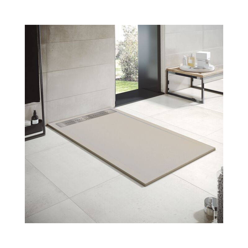

Plato de Ducha de Resina Mineral - Efecto Mármol Mate - Antideslizante y Antibacteriano - Incluye Sifón y Rejilla (80x170 cm, Negro Marquina)