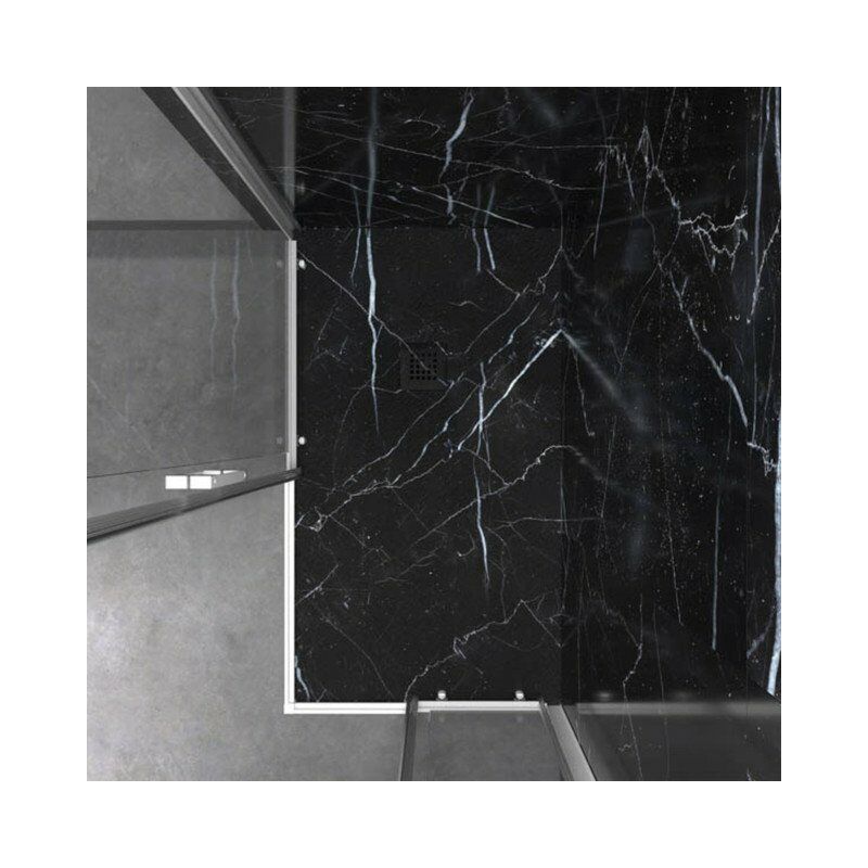 

Plato de Ducha de Resina Mineral - Efecto Mármol Mate - Antideslizante y Antibacteriano - Incluye Sifón y Rejilla (90x180 cm, Negro Marquina)