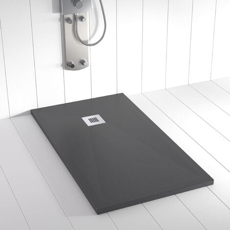 Plato de ducha de resina PLES Antracita ANTIDESLIZANTE  - 70x80 cm - Válvula+Rejilla GRATIS