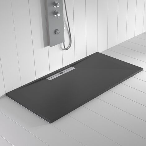 Plato de ducha de resina WIDE Antracita ANTIDESLIZANTE - 90x140 cm - Válvula+Rejilla GRATIS