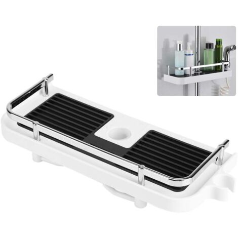 Plato de ducha, estante de almacenamiento para baño montado en la pared, gran capacidad, ventosa de almacenamiento de moda