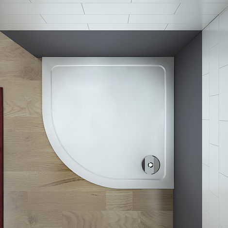 Plato de ducha pentagonal en acrílico - 80 x 80 cm - con tapón de desagüe