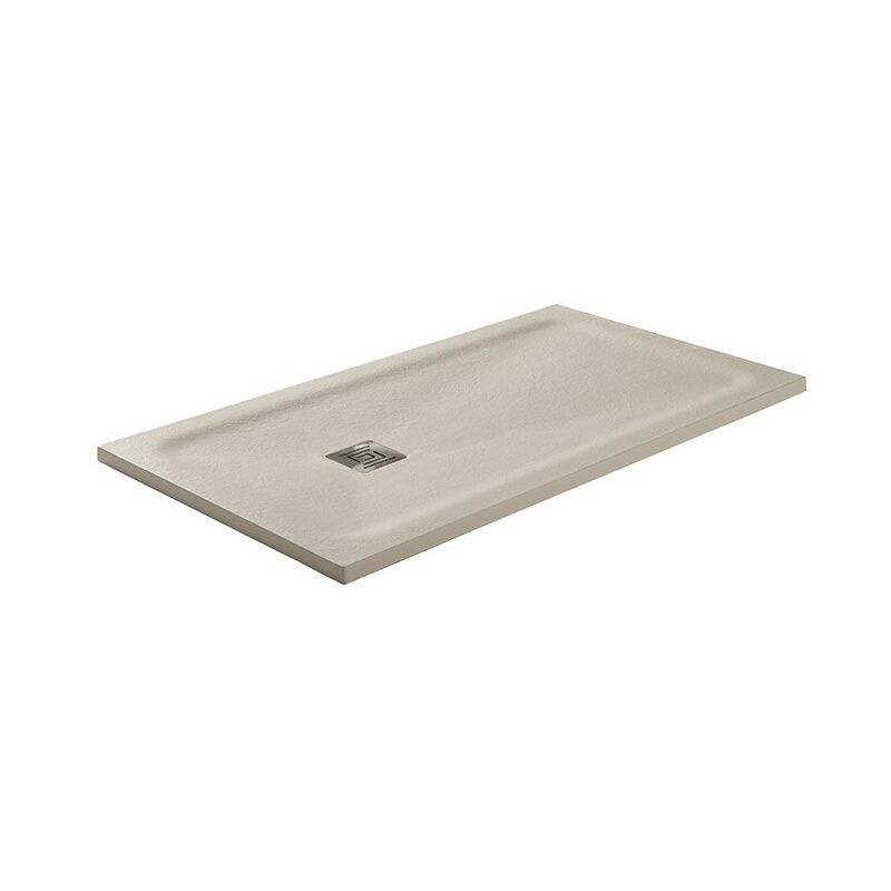 

Plato de ducha Hidden carga mineral textura pizarra y enmarcado oculto Beige Medida: 140x80