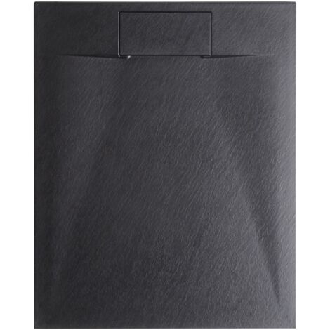 Plato de ducha minimalista con desagüe SMC efecto piedra natural 80 x 120 x 3 cm negro Azzurro