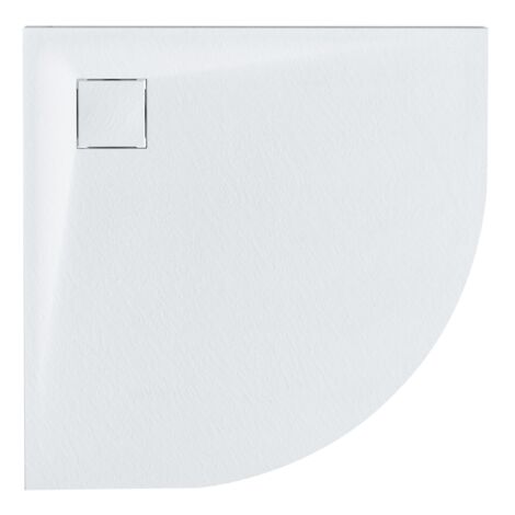 Plato de ducha minimalista con desagüe SMC efecto piedra natural 90 x 90 x 3 cm blanco Paron