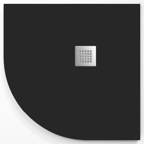 Plato de ducha  ONDA CURVE negro  80x80 cm (radio 50) rejilla acero inox.