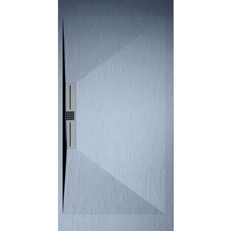 Plato de ducha pizarra EDIS gris  70x90 cm rejilla acero inox.
