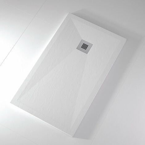 Plato de ducha pizarra ONDA blanco 80x120 cm rejilla acero inox.