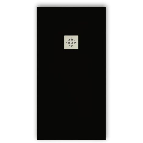 Plato de ducha pizarra PURE negro  70x70 cm rejilla acero inox.