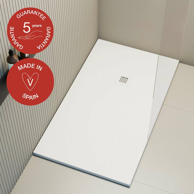 Receveur de douche Poalgi extraplat, blanc , L.70 x l.140 cm, finition ardoise, série Hos's