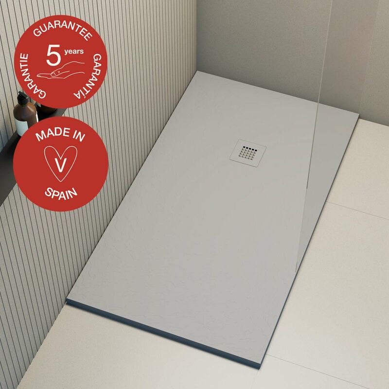 Poalgi - Receveur de douche extraplat, gris humo, L.90 x l.120 cm, finition ardoise, série Hos's
