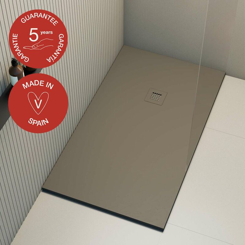 Receveur de douche Poalgi extraplat, gris tundra, L.70 x l.100 cm, finition ardoise, série Hos's
