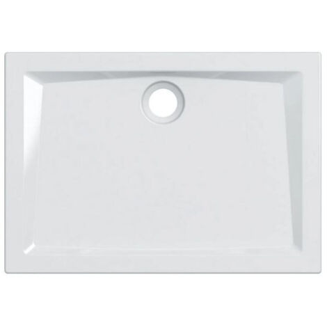 Plato de ducha rectangular 100x70x6 cm blanco brillante en gres porcelánico - Geberit - Con desagüe
