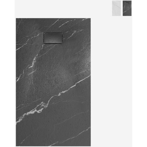 ARATI BATH & SHOWER Plato de ducha rectangular a ras de suelo 120x90cm efecto mármol Stone MM - Negro