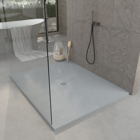 Plato de ducha Resina - Ancho 120  - Gris Cemento Ral-7040 - 120x130 cm