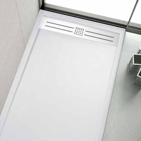 Plato de ducha resina ELITE blanco  90x140cm rejilla acero inox.