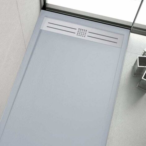 Plato de ducha resina ELITE ceniza  70x100cm rejilla acero inox.